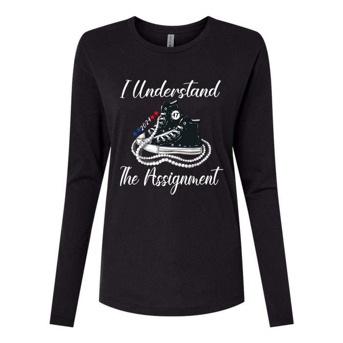 I Understand The Assignment Chucks And Pearls 2024 Election Womens Cotton Relaxed Long Sleeve T-Shirt