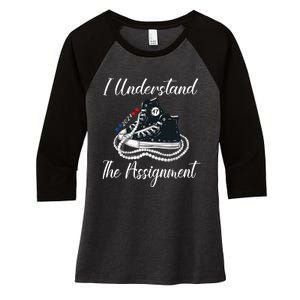 I Understand The Assignment Chucks And Pearls 2024 Election Women's Tri-Blend 3/4-Sleeve Raglan Shirt