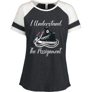 I Understand The Assignment Chucks And Pearls 2024 Election Enza Ladies Jersey Colorblock Tee