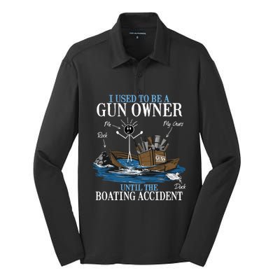 I Used To Be A Gun Owner Until The Boating Accident Gift Silk Touch Performance Long Sleeve Polo