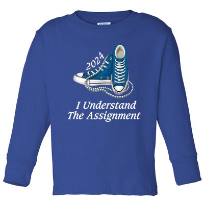 I Understand The Assignt Sneakers And Pearls Kamala 2024 Gift Toddler Long Sleeve Shirt