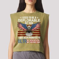 I Used To Be A Deplorable But Now I Have Been Promoted To UltraMAGA Garment-Dyed Women's Muscle Tee