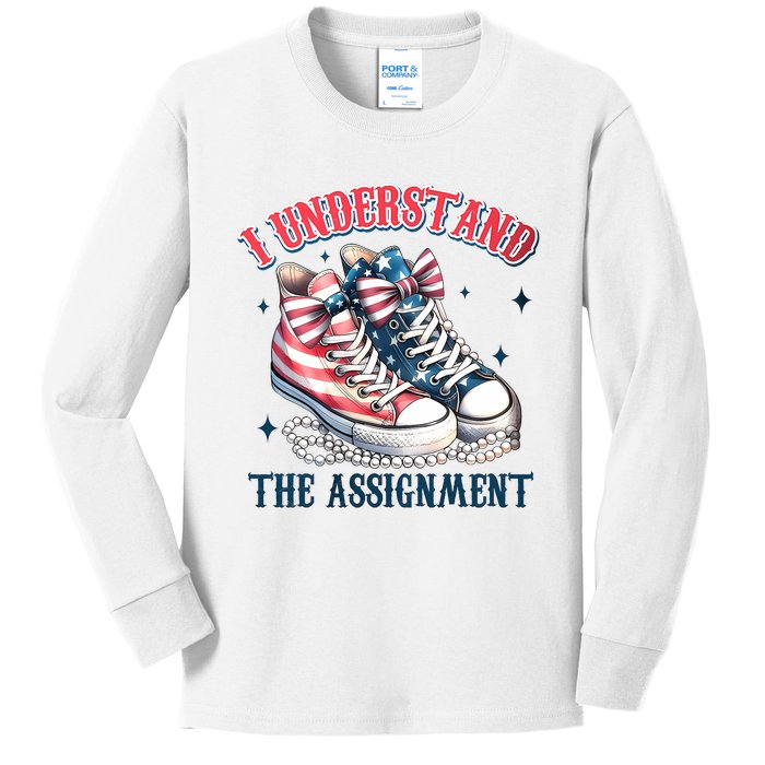 I Understand The Assignment Chucks And Pearls Election 2024 Kids Long Sleeve Shirt