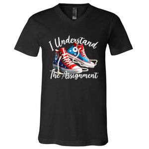 I Understand The Assignment Chucks And Pearls Election 2024 V-Neck T-Shirt