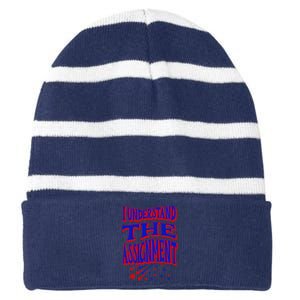 I Understand The Assignment Vote Kamala Harris 2024 Striped Beanie with Solid Band