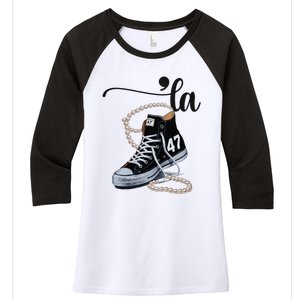 I Understand The Assignment Chucks And Pearls Election 2024 Women's Tri-Blend 3/4-Sleeve Raglan Shirt