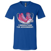 I Understand The Assignment Chucks And Pearls Election 2024 V-Neck T-Shirt