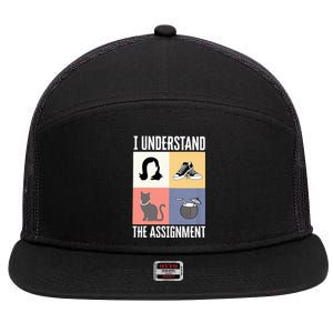 I Understand The Assignment Chucks And Pearls Election 2024 7 Panel Mesh Trucker Snapback Hat