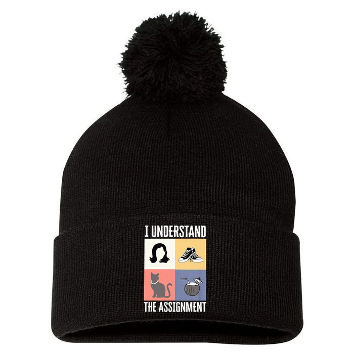 I Understand The Assignment Chucks And Pearls Election 2024 Pom Pom 12in Knit Beanie