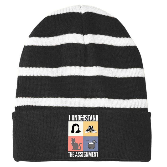 I Understand The Assignment Chucks And Pearls Election 2024 Striped Beanie with Solid Band