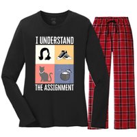 I Understand The Assignment Chucks And Pearls Election 2024 Women's Long Sleeve Flannel Pajama Set 