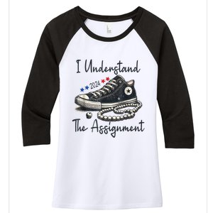 I Understand The Assignment Chucks And Pearls Election 2024 Women's Tri-Blend 3/4-Sleeve Raglan Shirt