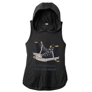 I Understand The Assignment Ladies PosiCharge Tri-Blend Wicking Draft Hoodie Tank