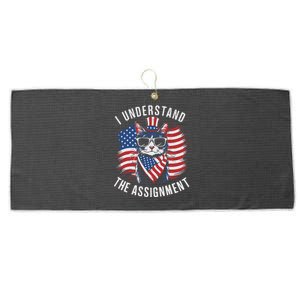 I Understand The Assignment Kamala Harris Walz 2024 Cute Cat Large Microfiber Waffle Golf Towel