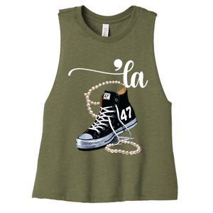 I Understand The Assignment Chucks And Pearls Election 2024 Women's Racerback Cropped Tank