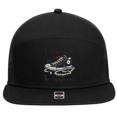 I Understand The Assignment Chucks And Pearls Election 2024 Gift 7 Panel Mesh Trucker Snapback Hat