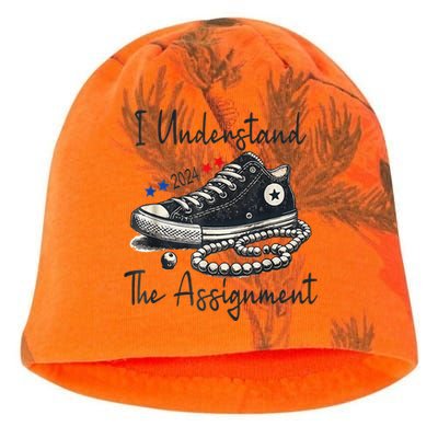 I Understand The Assignment Chucks And Pearls Election 2024 Gift Kati - Camo Knit Beanie