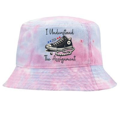 I Understand The Assignment Chucks And Pearls Election 2024 Gift Tie-Dyed Bucket Hat