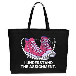 I Understand The Assignment Chucks And Pearls Election 2024 Gift Cotton Canvas Jumbo Tote