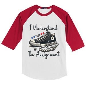 I Understand The Assignment Chucks And Pearls Election 2024 Kids Colorblock Raglan Jersey