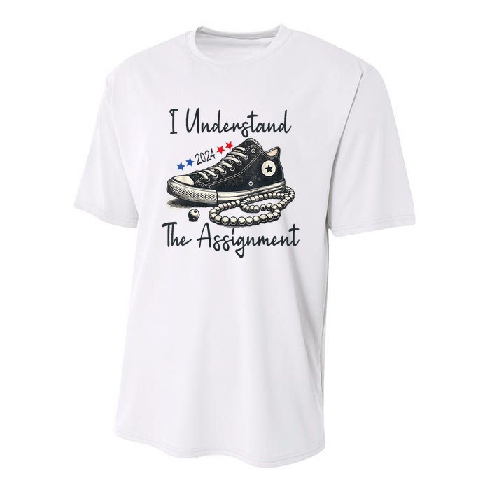 I Understand The Assignment Chucks And Pearls Election 2024 Youth Performance Sprint T-Shirt