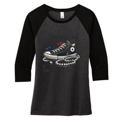 I Understand The Assignment Chucks And Pearls Election 2024 Women's Tri-Blend 3/4-Sleeve Raglan Shirt