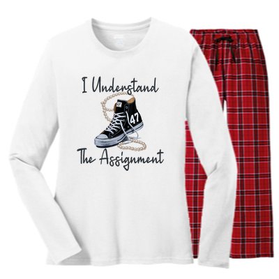 I Understand The Assignment Chucks And Pearls Election 2024 Women's Long Sleeve Flannel Pajama Set 