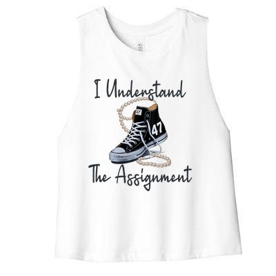 I Understand The Assignment Chucks And Pearls Election 2024 Women's Racerback Cropped Tank