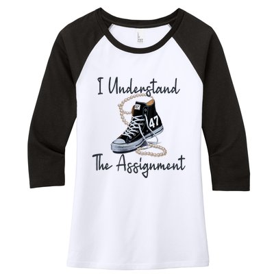 I Understand The Assignment Chucks And Pearls Election 2024 Women's Tri-Blend 3/4-Sleeve Raglan Shirt