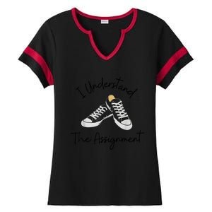 I Understand The Assignment Chucks And Pearls Election 2024 Ladies Halftime Notch Neck Tee