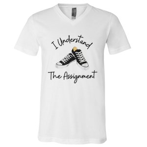 I Understand The Assignment Chucks And Pearls Election 2024 V-Neck T-Shirt