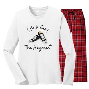 I Understand The Assignment Chucks And Pearls Election 2024 Women's Long Sleeve Flannel Pajama Set 