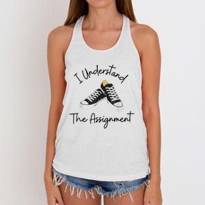 I Understand The Assignment Chucks And Pearls Election 2024 Women's Knotted Racerback Tank