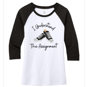 I Understand The Assignment Chucks And Pearls Election 2024 Women's Tri-Blend 3/4-Sleeve Raglan Shirt