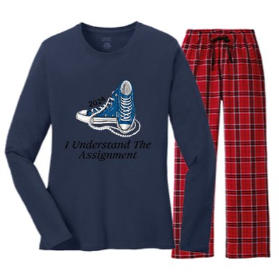 I Understand The Assignment Sneakers And Pearls Kamala 2024 Gift Women's Long Sleeve Flannel Pajama Set 