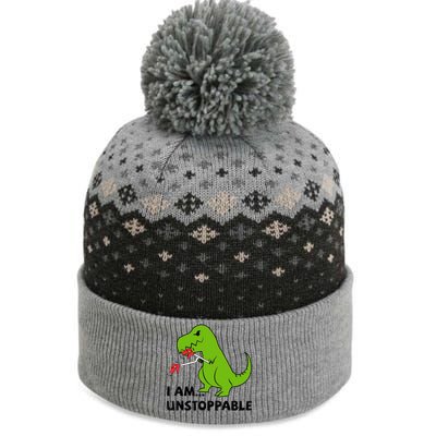 I'M UNSTOPPABLE T-Rex Dinosaur Funny Cute Trendy The Baniff Cuffed Pom Beanie