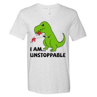 I'M UNSTOPPABLE T-Rex Dinosaur Funny Cute Trendy V-Neck T-Shirt