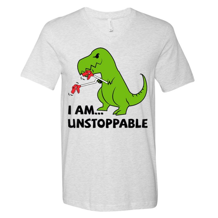 I'M UNSTOPPABLE T-Rex Dinosaur Funny Cute Trendy V-Neck T-Shirt