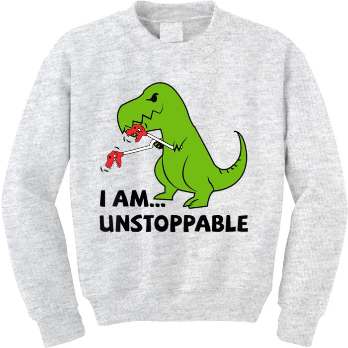 I'M UNSTOPPABLE T-Rex Dinosaur Funny Cute Trendy Kids Sweatshirt