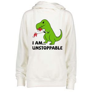 I'M UNSTOPPABLE T-Rex Dinosaur Funny Cute Trendy Womens Funnel Neck Pullover Hood