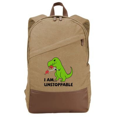I'M UNSTOPPABLE T-Rex Dinosaur Funny Cute Trendy Cotton Canvas Backpack