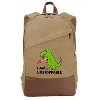 I'M UNSTOPPABLE T-Rex Dinosaur Funny Cute Trendy Cotton Canvas Backpack