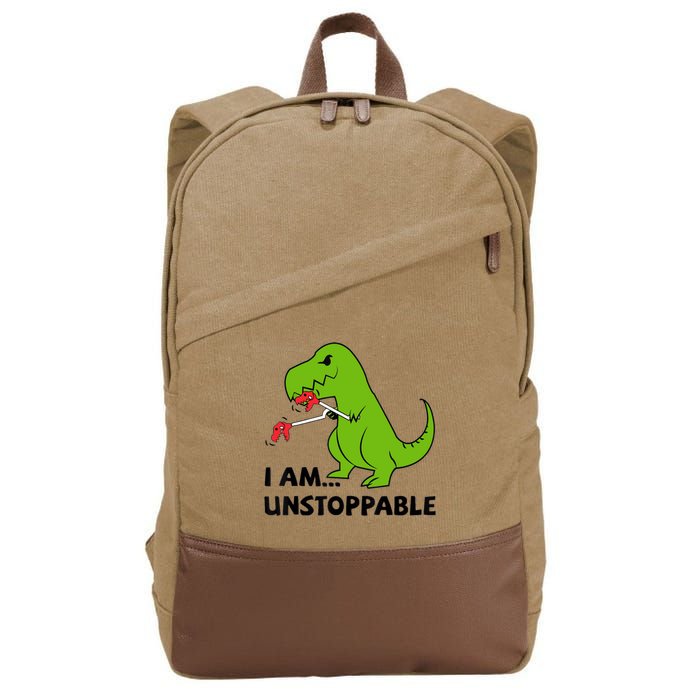 I'M UNSTOPPABLE T-Rex Dinosaur Funny Cute Trendy Cotton Canvas Backpack