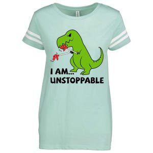 I'M UNSTOPPABLE T-Rex Dinosaur Funny Cute Trendy Enza Ladies Jersey Football T-Shirt