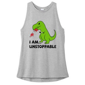 I'M UNSTOPPABLE T-Rex Dinosaur Funny Cute Trendy Ladies PosiCharge Tri-Blend Wicking Tank