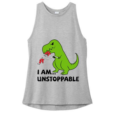 I'M UNSTOPPABLE T-Rex Dinosaur Funny Cute Trendy Ladies PosiCharge Tri-Blend Wicking Tank