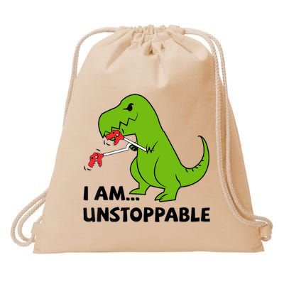 I'M UNSTOPPABLE T-Rex Dinosaur Funny Cute Trendy Drawstring Bag