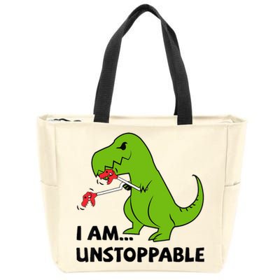 I'M UNSTOPPABLE T-Rex Dinosaur Funny Cute Trendy Zip Tote Bag