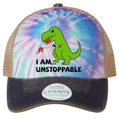 I'M UNSTOPPABLE T-Rex Dinosaur Funny Cute Trendy Legacy Tie Dye Trucker Hat