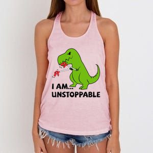 I'M UNSTOPPABLE T-Rex Dinosaur Funny Cute Trendy Women's Knotted Racerback Tank